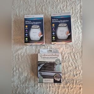 NEW Lot Of 3 Nursery Baby Items, 2 Soothing Projectors And A Pack Of Car Shades
